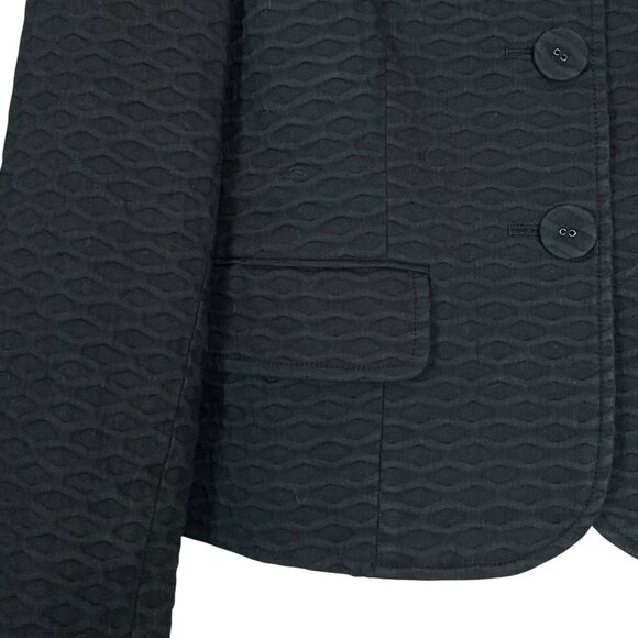 Albert Nipon Textured Collared Buttoned Suit Blazer Jacket Career Black Size 6 - Picture 4 of 7